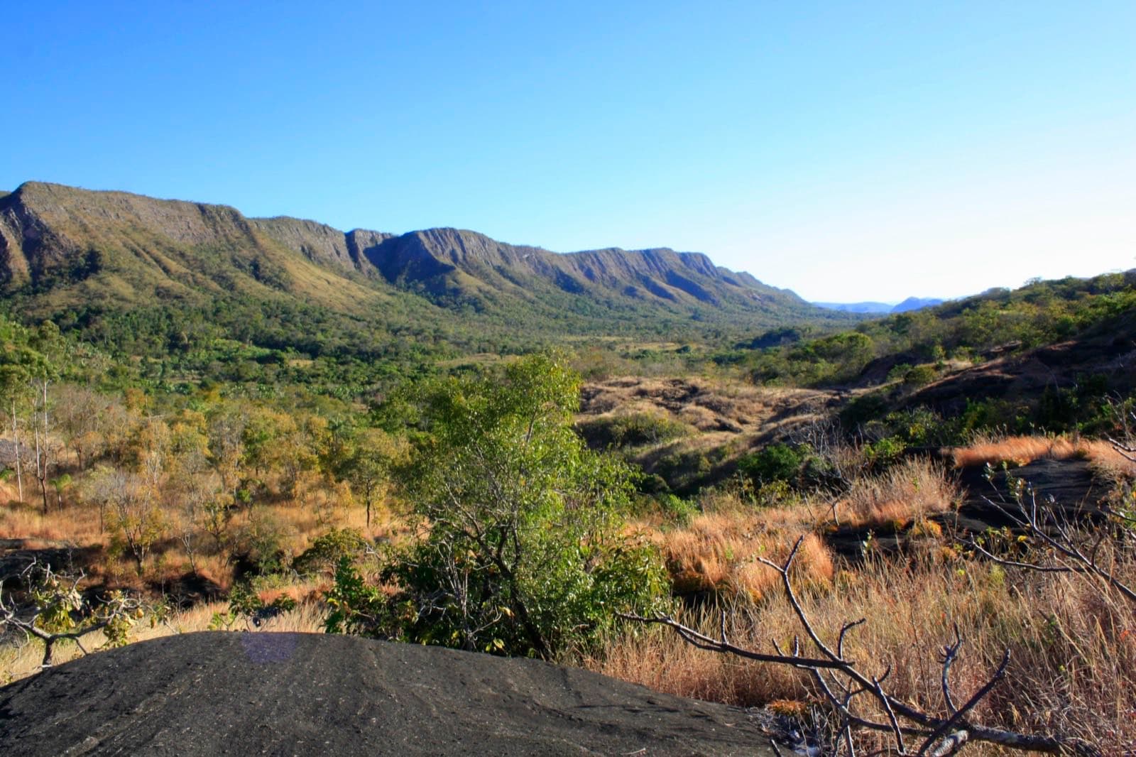 Vista de uma chapada no Parque Nacional da Chapada dos Veadeiros, Goiás.